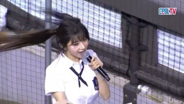 06/14 樂天 VS 富邦 局間，珠珠寶貝李珠珢與應援團長帶來青春修煉手冊，甜美好聲音響徹大巨蛋