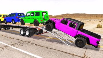 TRANSPORTING PIXAR CARS & FRUITS WITH COLORED & JOHN DEERE vs CLAAS vs TRACTORS – BeamNG.drive #983